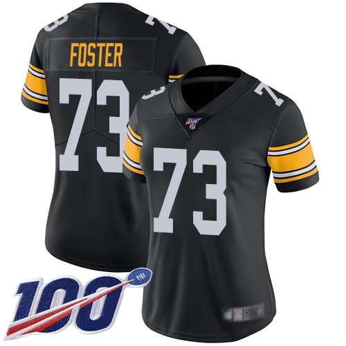 Women Pittsburgh Steelers Football 73 Limited Black Ramon Foster Alternate 100th Season Vapor Untouchable Nike NFL Jersey